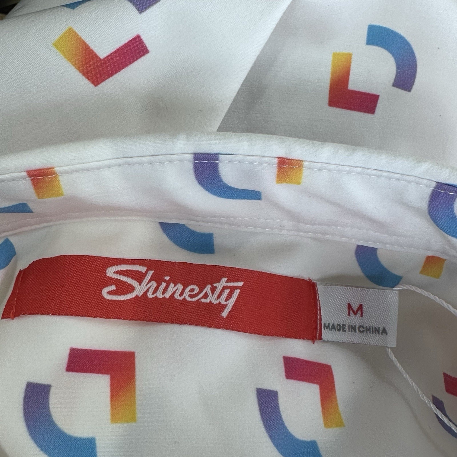 Shinesty Click Up Men's M Button Up Shirt Short Sleeve Grid Print Work Casual — image 4 of 7